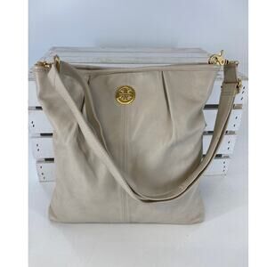 TORY BURCH MEDIUM IVORY LEATHER VERONA FOLDOVER CROSSBODY BAG
